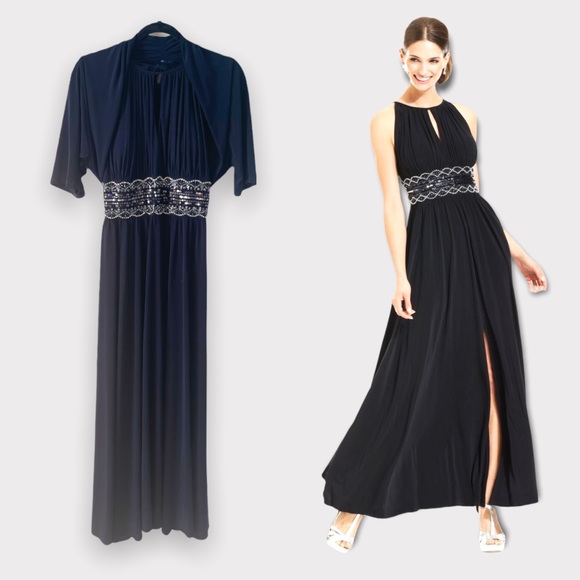 R&M Richards Beaded Gown with Shawl | Size 8 - Picture 8 of 9